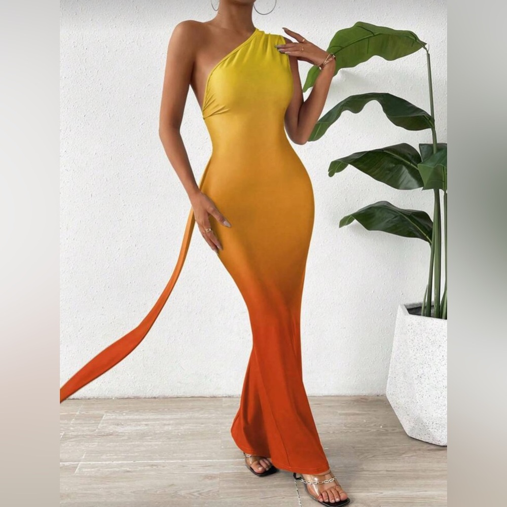 Elegant Yellow and Orange Gradient Dress